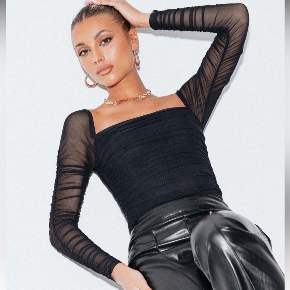 Princess Polly Recycled Fibers Delany Bodysuit Black Size 6